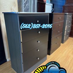 Grey And Black Five Drawer Dresser Chest Cajonera 