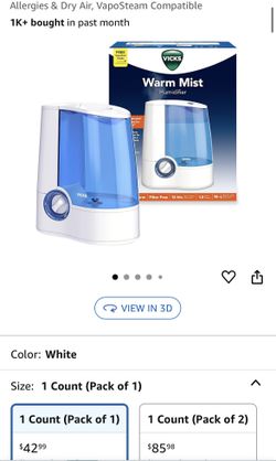 Vicks Warm Mist Humidifier - Air Humidifier for Bedroom, Home & Large Room, Baby, Kids and Adults Soothing Steam Vaporizer for Cough, Congestion, Alle