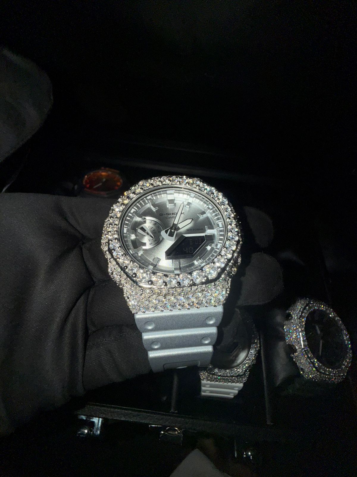 Iced out moissanite gshock