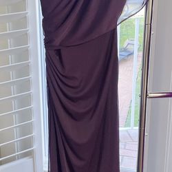 Long Dark Purple One Shoulder Dress Size 10