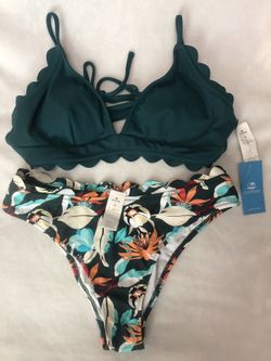 New Mismatched Teal And Floral Bikini