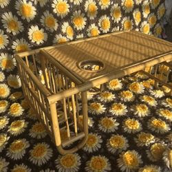 Wicker Rattan Vintage Bed Table 