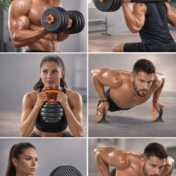 Adjustable Dumbbells, 20/30/40/45/70/90lbs Free Weight Set with Connector, 5 in1 Dumbbells Set Used as Barbell, Kettlebells, Push up Stan