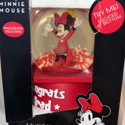 Disney Minnie Mouse Water globe Congrats Grad 