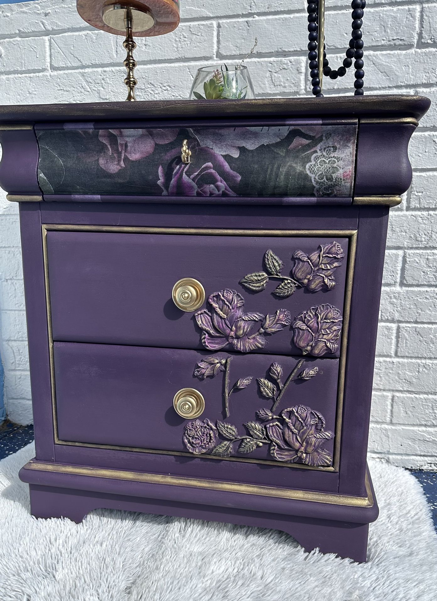Nightstand Table/ Nightstand/ Purple Nightstand Table/Mesa De Noche for