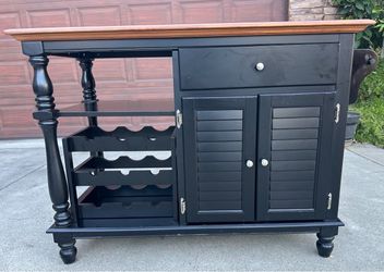Black Buffet Sideboard - Kitchen Dining Cabinet with Wine Storage
