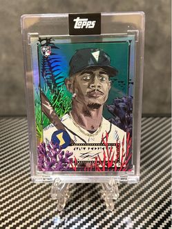 Julio Rodriguez RC Topps 2022 X Naturel 1952 Encased Art Coral Foil /25 A-3