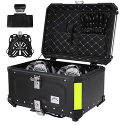 Motorcycle Top Case, 65L Aluminum Motorcycle Top Box with Anti-Theft Lock System