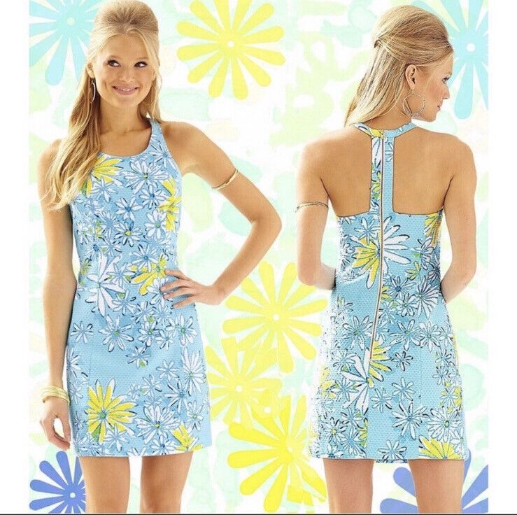 Womens Lilly Pulitzer Racerback Blue Daisy Dance Dress 6