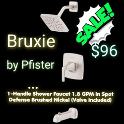 Bruxie 1-Handle 1-Spray Tub and Shower Faucet 1.8 GPM in Spot Defense Brushed Nickel with the Valve Included