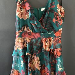Tea length tiered floral dress