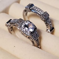 Brand New Rhinestone Wedding Engagement Ring Set - Size 10 (Lot-16)
