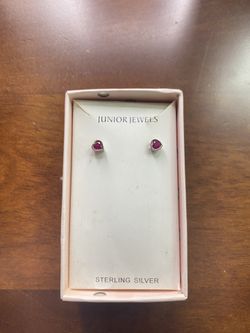 Junior Jewels ~ Silver/Pink Heart Earings