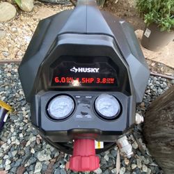 Husky 6 Gal. 175 PSI Electric Oil-Free High Performance Jobsite Pancake Air Compressor with Dual Gauges and 2-Quick Couplers