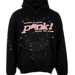 Black And Pink Sp5der Hoodie Size SMALL