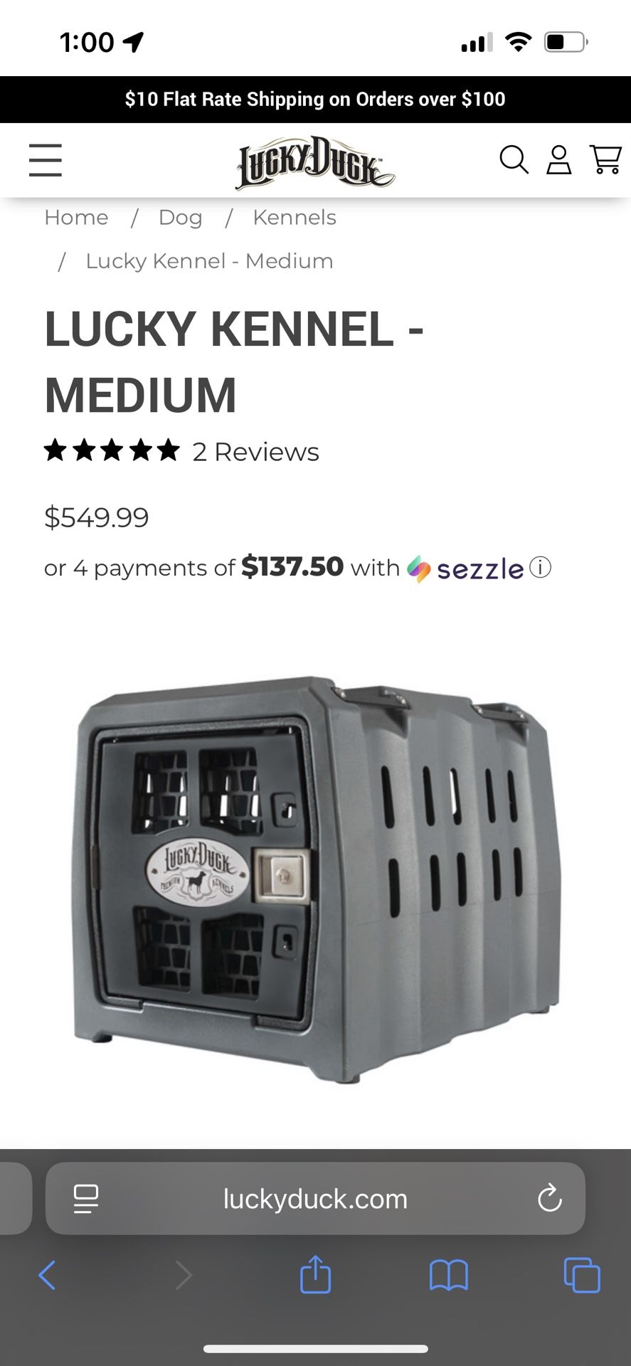 Lucky Duck Kennel Travel Crate And Mat, $658 New, Look