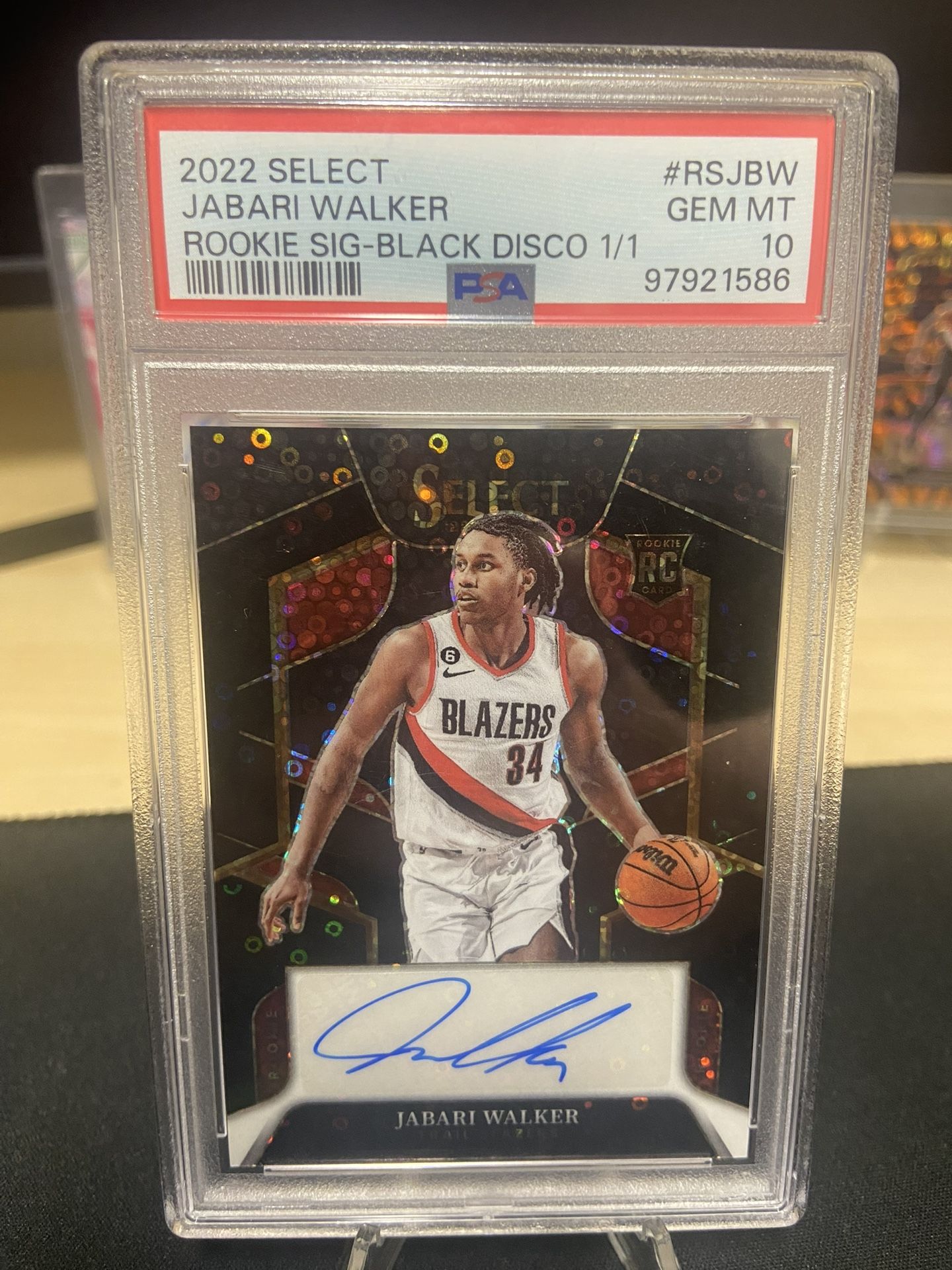 2022 Select Fastbreak Jabari Autograph Black Disco 1/1 RC PSA 10