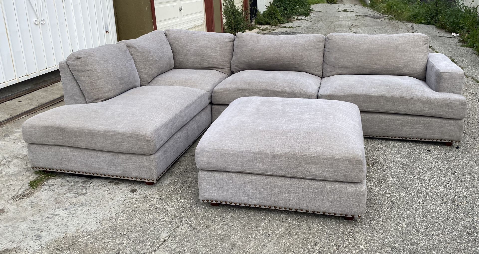 Thomasville Grey Costco Sectional Couch Sofa L Shape with Ottoman