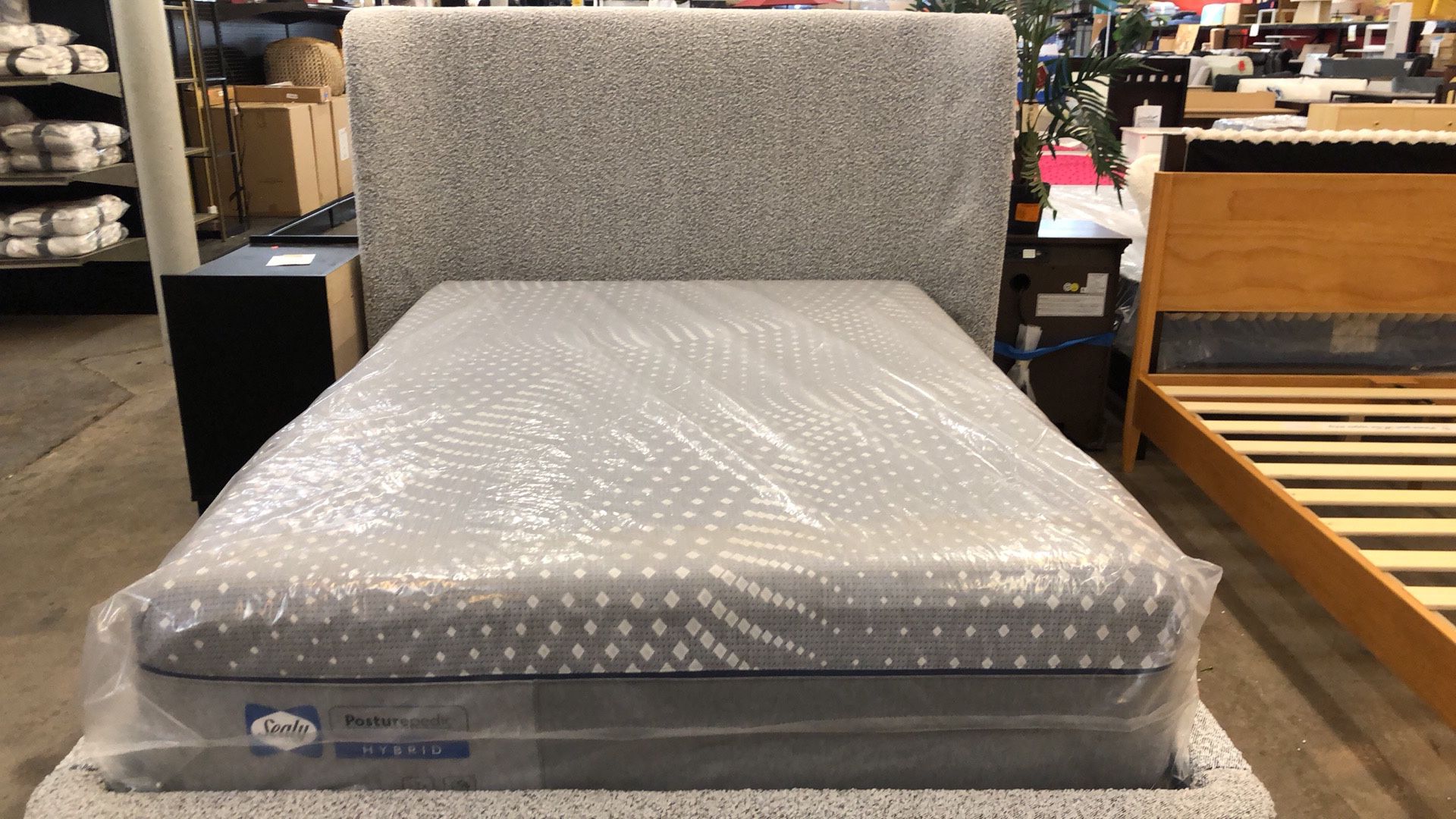Grey full bed frame