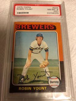 Robin Yount 1975 Topps PSA 8 OC Rookie Card MLB Brewers