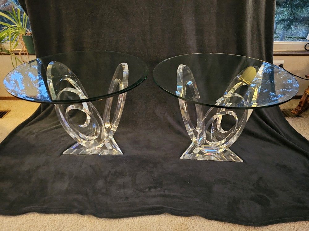 (2) Mikhail Loznikov Eclipse of Time Lucite End Table Tables