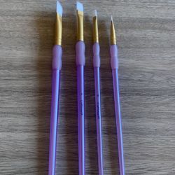 NWOB Never Used CraftSmart Purple Gold Makeup Brushes in 4 Piece No 12 8 4 & 2