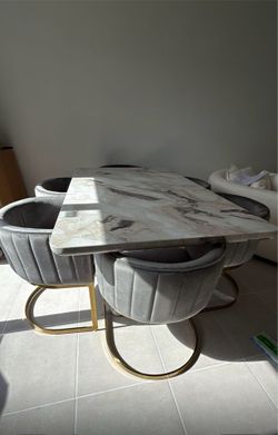 Dining table for 6,  6 velvet dining chairs