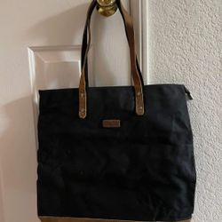 Women Leather Canvas Tote, Water Resistant Vintage Shopper Work Tote