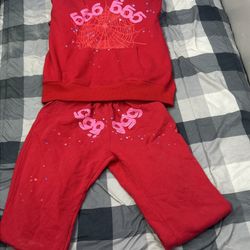 Red Sp5der Number 555 Mens Hoodie