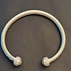 Faceted Crystal Twisted Cuff Bracelet