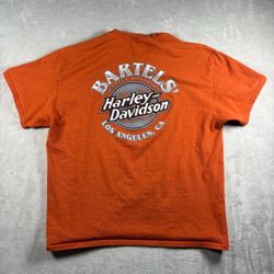 Y2K Harley Davidson Motorcycles Men’s XL Orange Los Angeles CA T Shirt #10A