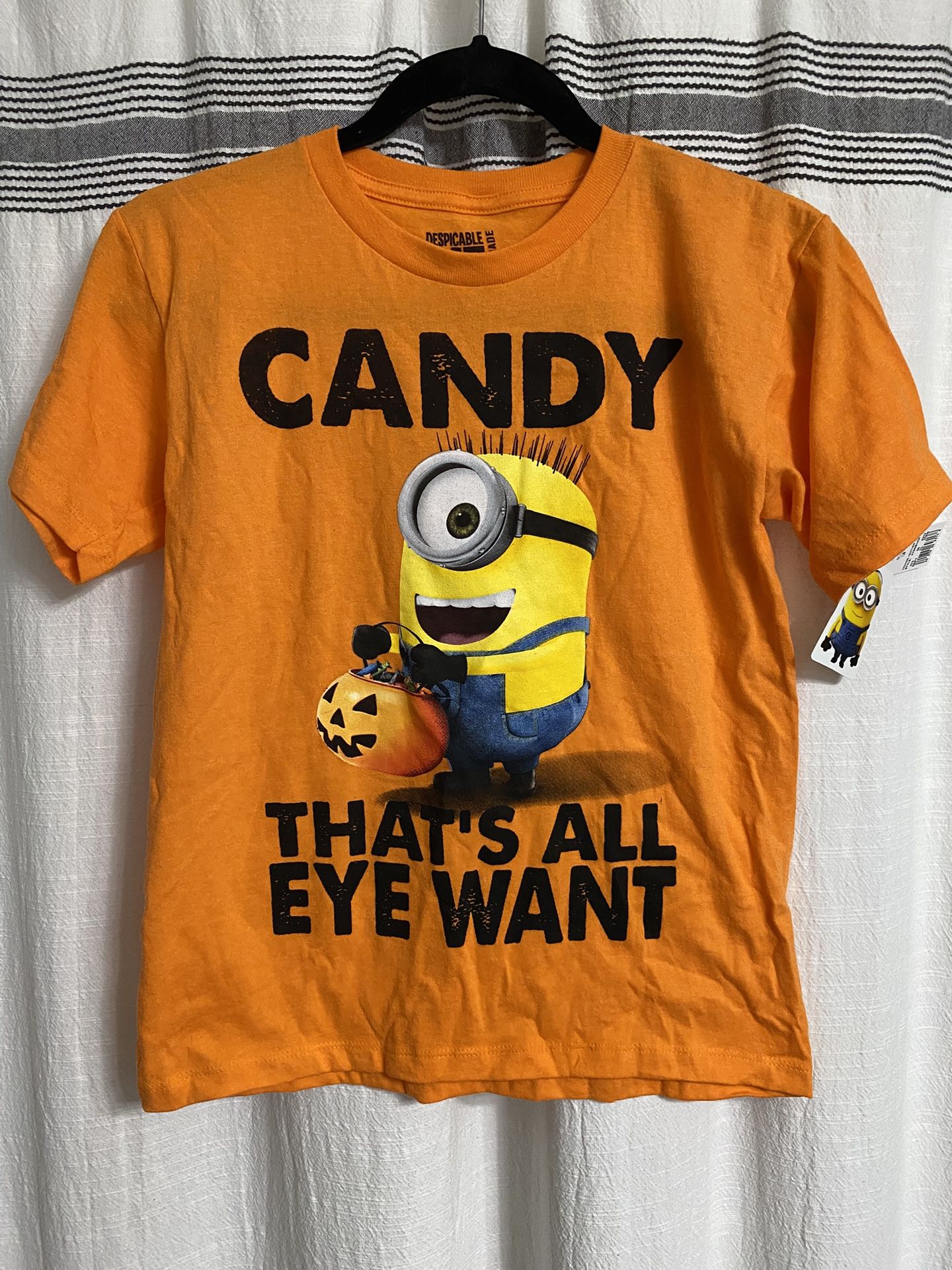 NWT Halloween Boys Minions T-Shirt - That's All Eye Want - Size XS and S 