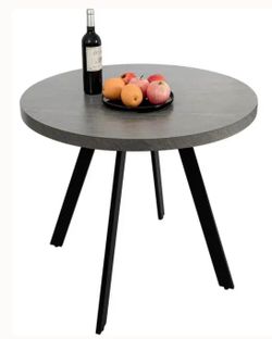 Modern Round Dining Table 35.4” – Gray Top with Black Legs
