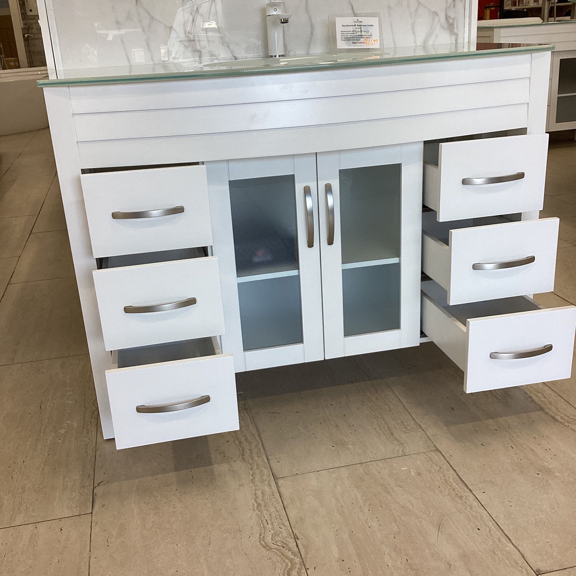 Royal Juno 48” Solid Wood Cabinets Soft Close Doors Available In Our Showroom Today!!!!