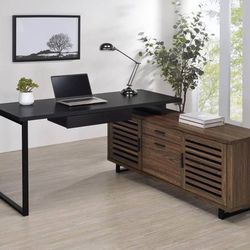 New Modern L-Shaped Executive Desk in Black Finish! Best Prices!