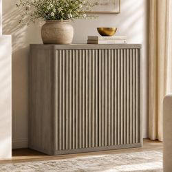 Buffet Cabinet with Storage 34.6" Sideboard Accent Modern Credenza with Doors & Shelves Fluted Tall Media Console Mid Century Coffee Bar Table for Liv