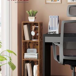 Bookshelf, 3-Tier Bookcase, Book Shelf, Open Storage Shelf,  Rustic Brown