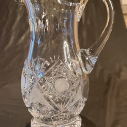 8” Hobstar Crystal pitcher 