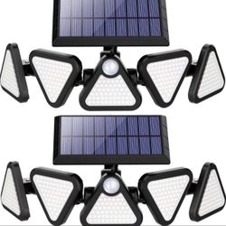 Solar Outdoor Lights, 306 LED Solar Motion Sensor Outdoor Lights IP65 Waterproof, 5 Heads 270° Wide Angle Solar Security Flood Lights Outdoor for Fron