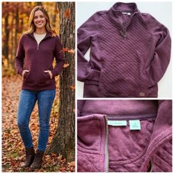 L.L. Bean Quilted Quarter-Zip Pullover, Size Small