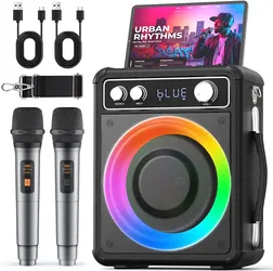 VOSOCO Karaoke Machine, Bluetooth Speaker with 2 Wireless Mics for Adults
2026 Portable PA System with LED Light, Supports TWS Echo Adjustment TF USB 