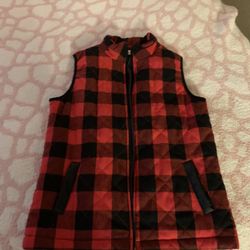 Pink Lily Black And Red Plaid Vest New 