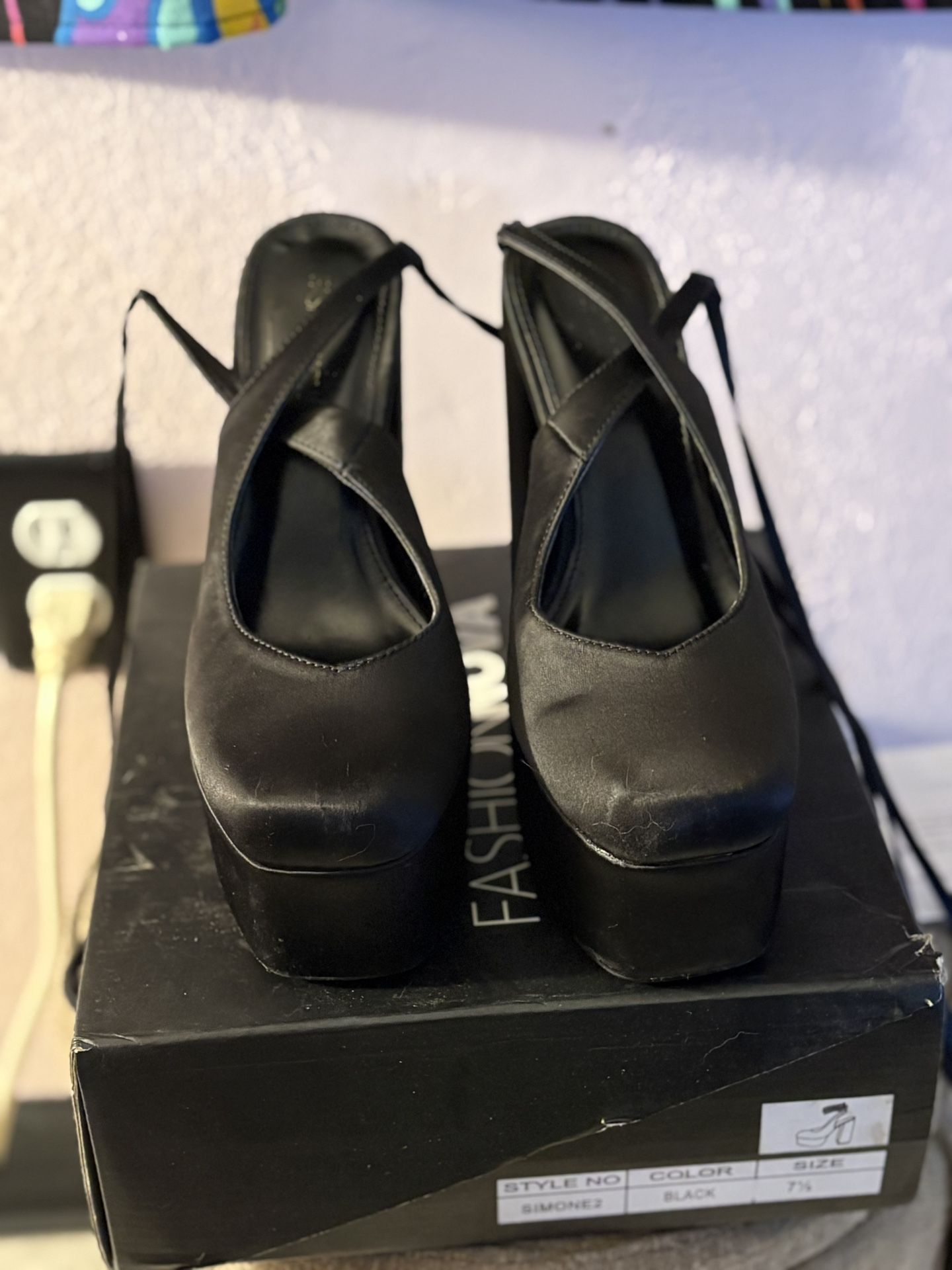 Women’s Black Tie Up Platform Heels