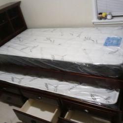 Twin/Twin Bedset W/3 Storage Drawers & Shelf(Mattress Included:$710)