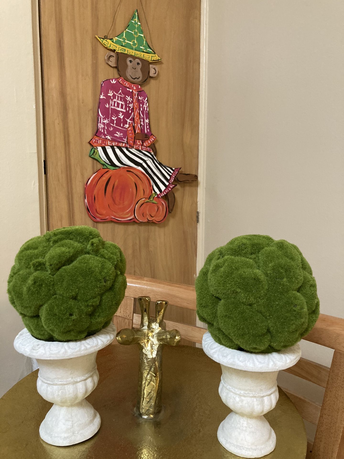 Two Mossy Topiary Trees