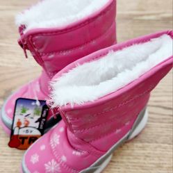 Wonder Nation Toddler Girls Winter Snow Boots Pink/ Silver/ White Size 9 NWT!
