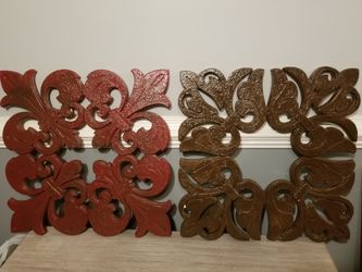 Artwork; made of ceramic; brown and red; qty 2-$12, $20 both