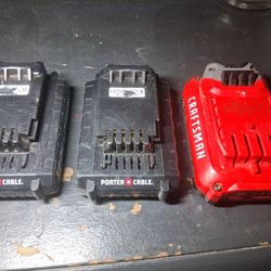 1-20v Craftsman Battery  2-20v P&C Batteries