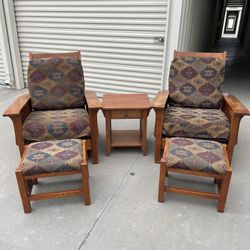 Mission Style Lounge Chairs And End Table