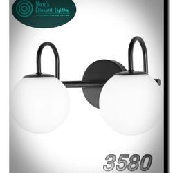 ZHUOER Mid Century Modern Vanity Lights for Bathroom, Black Metal Frame and Milk